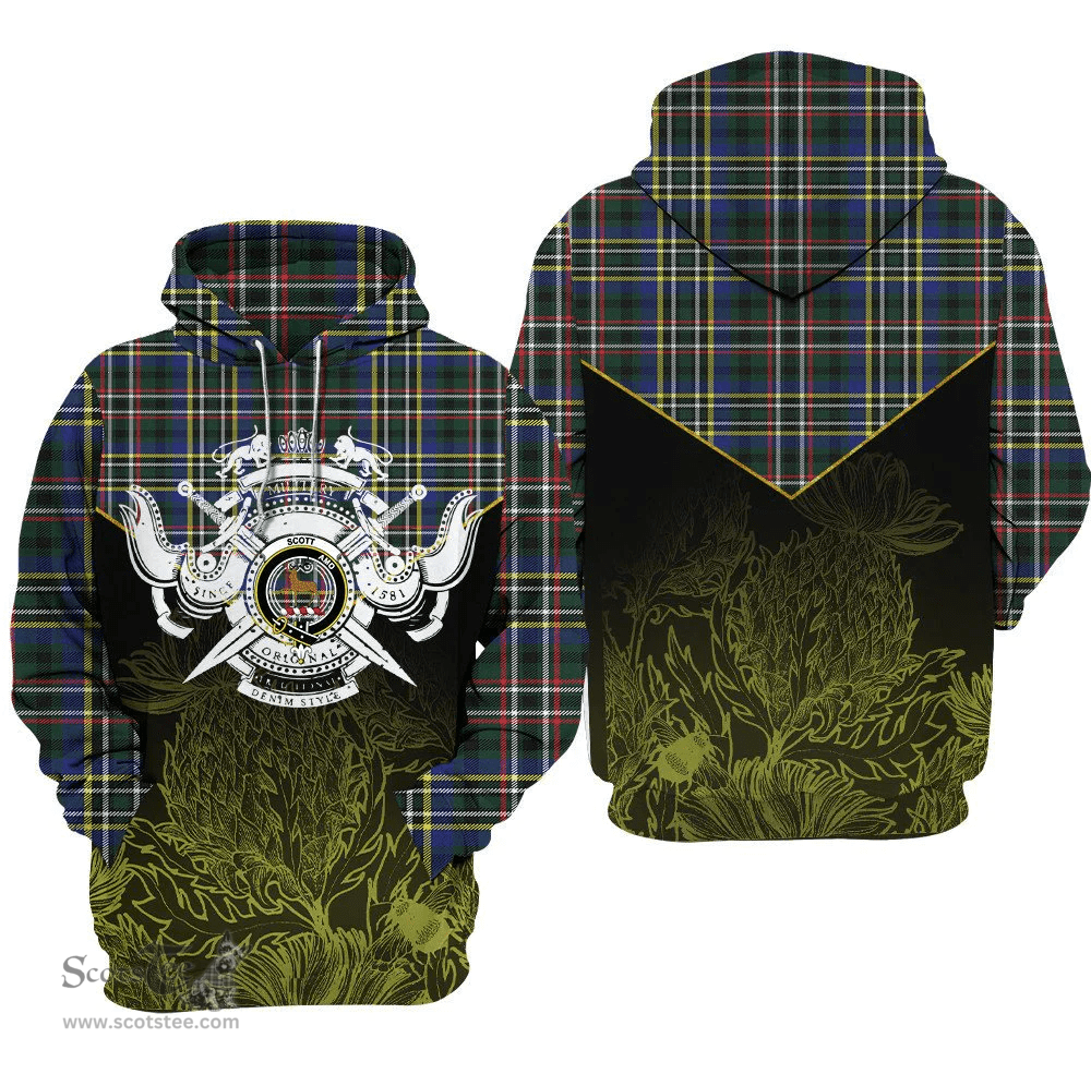 Scott Green Modern Clan Tartan Hoodie - Scottish Thistle Style