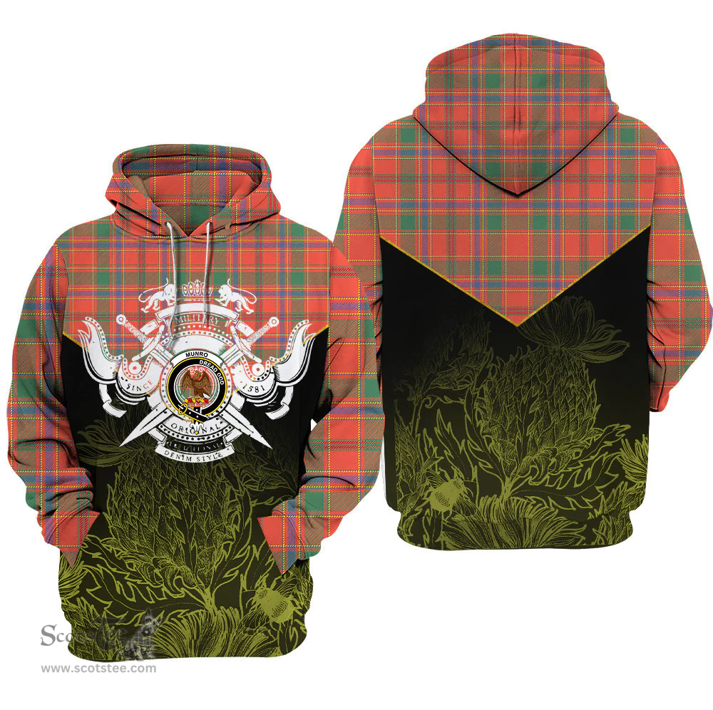 Munro Ancient Clan Tartan Hoodie - Scottish Thistle Style
