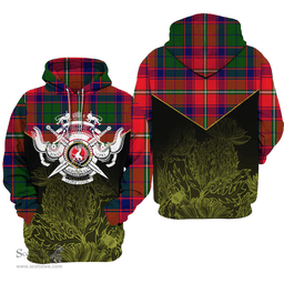 Riddell Clan Tartan Hoodie - Scottish Thistle Style