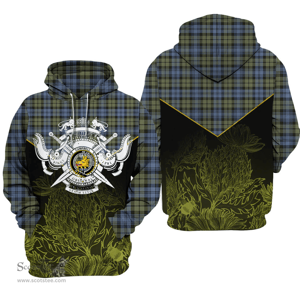 Campbell Faded Clan Tartan Hoodie - Scottish Thistle Style
