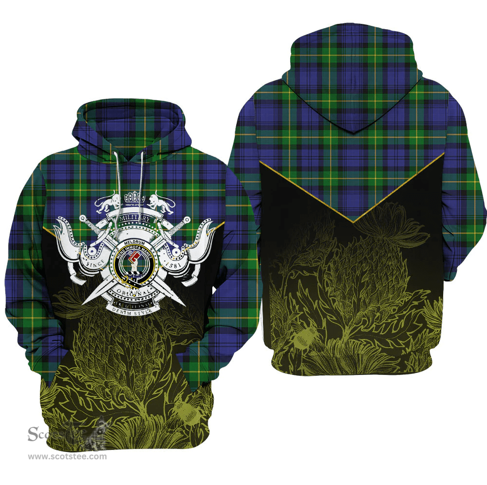 Meldrum Clan Tartan Hoodie - Scottish Thistle Style
