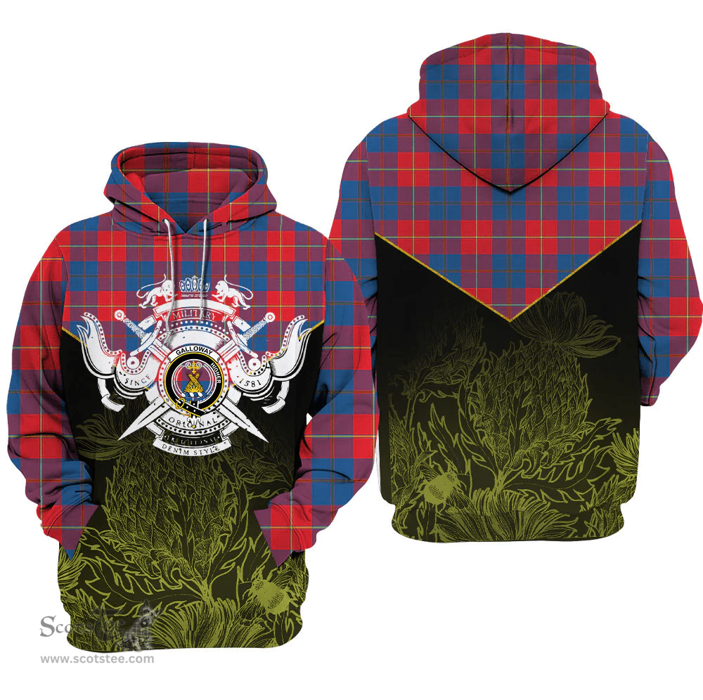 Galloway Red Clan Tartan Hoodie - Scottish Thistle Style