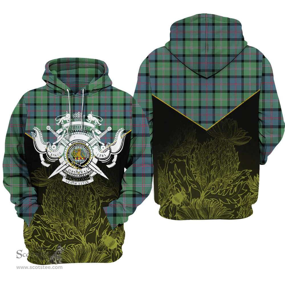 MacThomas Ancient Clan Tartan Hoodie - Scottish Thistle Style