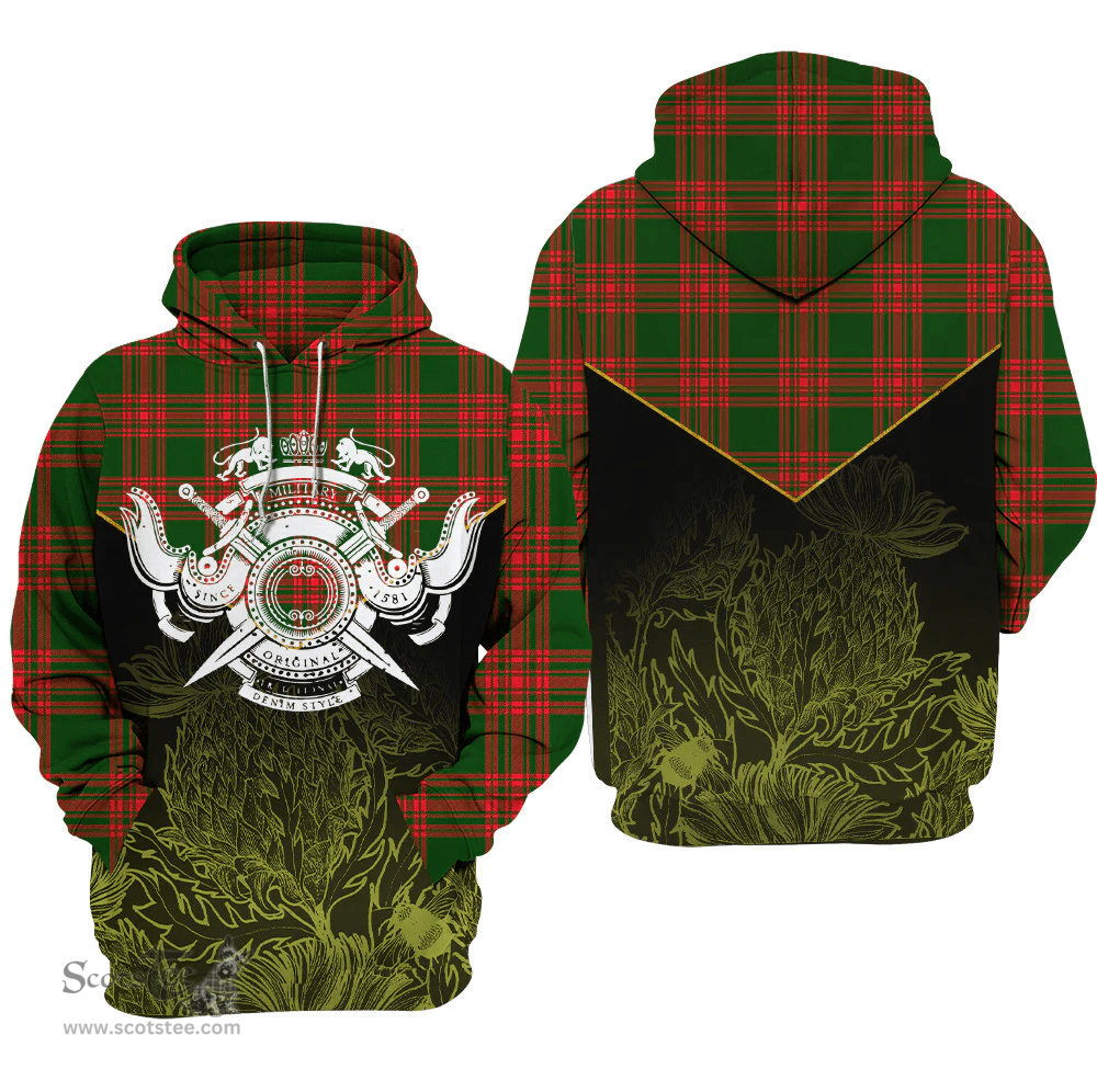 Menzies Green Modern Clan Tartan Hoodie - Scottish Thistle Style
