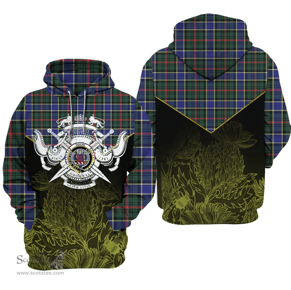 Ogilvie Hunting Modern Clan Tartan Hoodie - Scottish Thistle Style