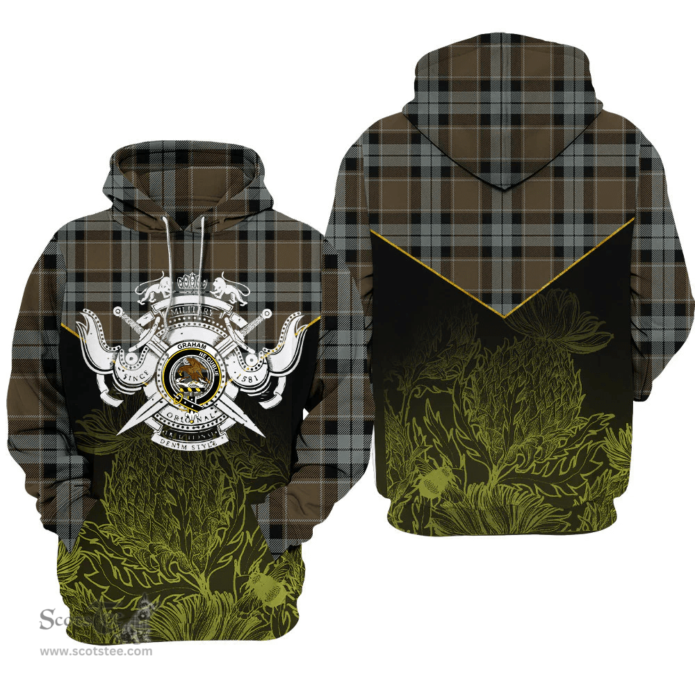 Graham Of Menteith Weathered Clan Tartan Hoodie - Scottish Thistle Style