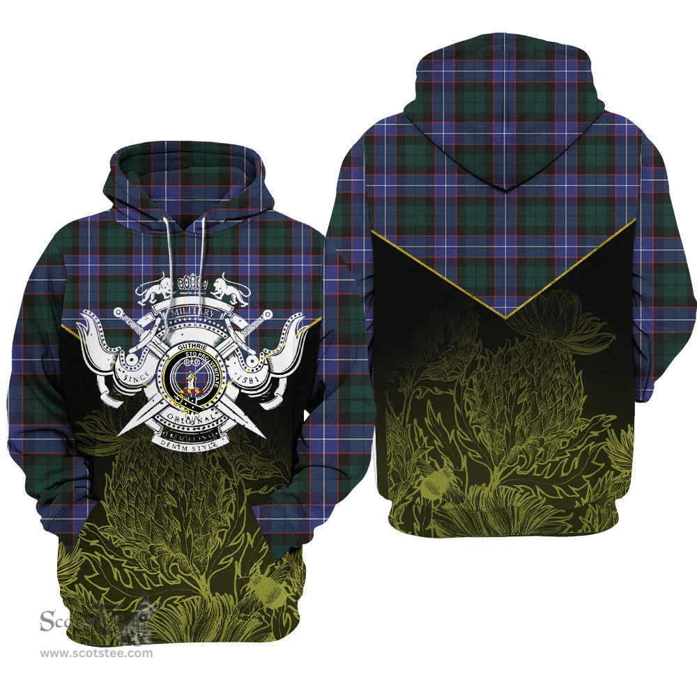 Guthrie Modern Clan Tartan Hoodie - Scottish Thistle Style