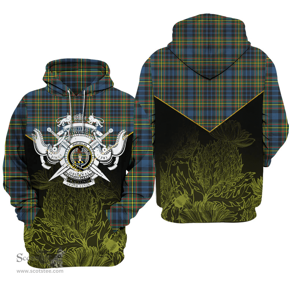 MacLellan Ancient Clan Tartan Hoodie - Scottish Thistle Style
