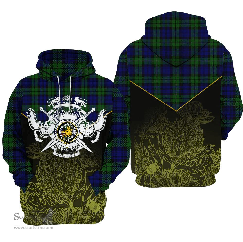 Campbell Modern Clan Tartan Hoodie - Scottish Thistle Style