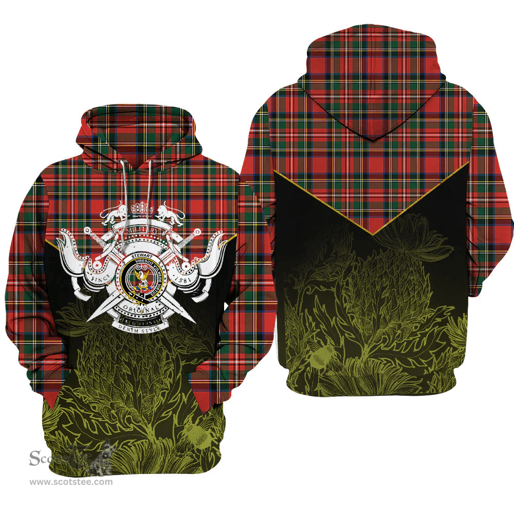 Stewart Royal Modern Clan Tartan Hoodie - Scottish Thistle Style