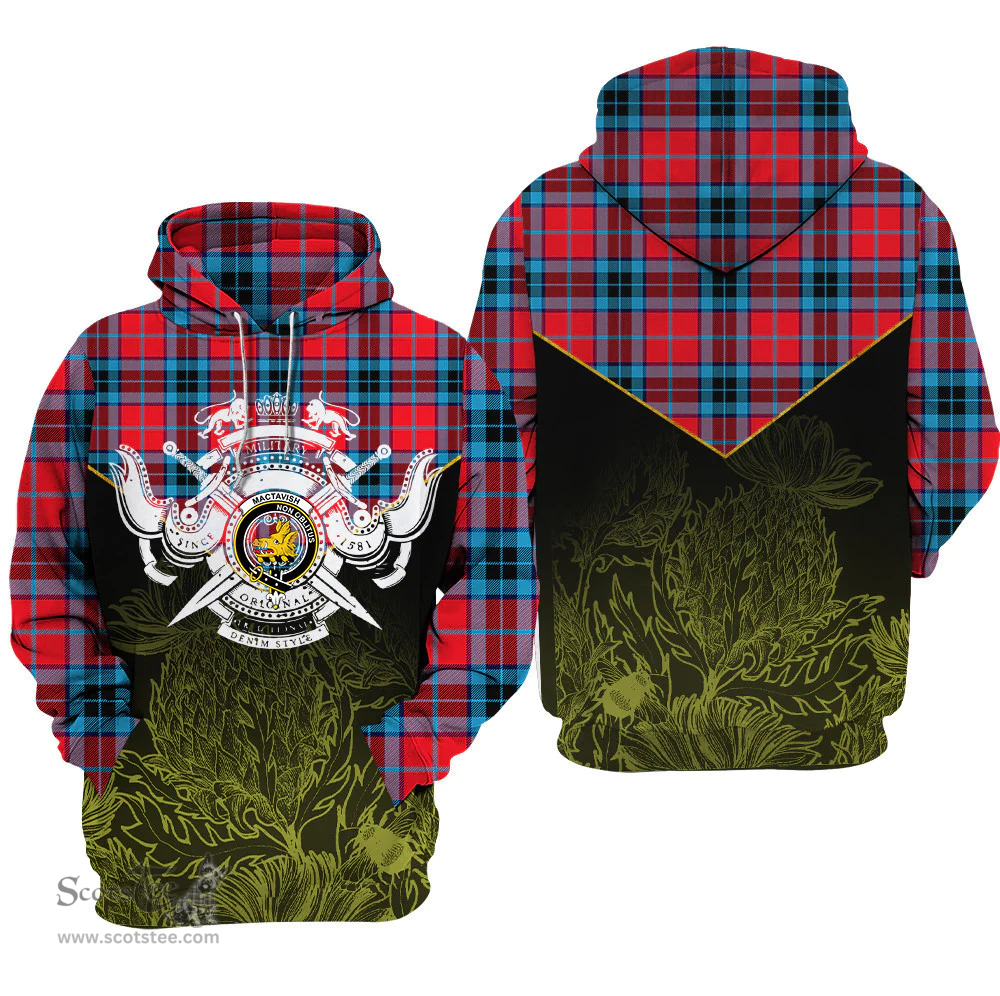 MacTavish Modern Clan Tartan Hoodie - Scottish Thistle Style