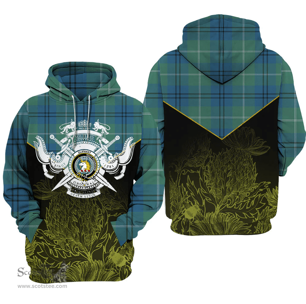 Oliphant Ancient Clan Tartan Hoodie - Scottish Thistle Style
