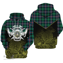 Urquhart Broad Red Ancient Clan Tartan Hoodie - Scottish Thistle Style