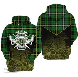 Wallace Hunting - Green Clan Tartan Hoodie - Scottish Thistle Style