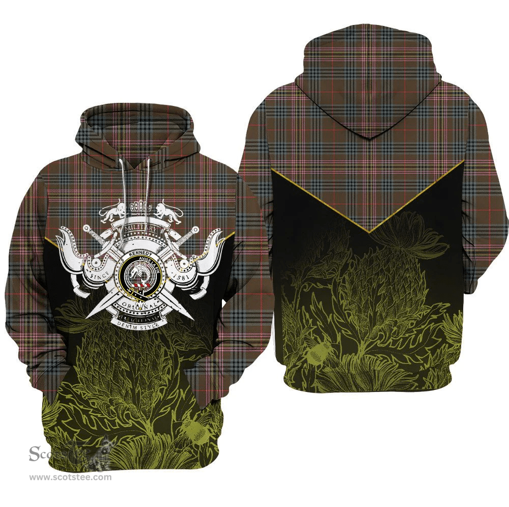 Kennedy Weathered Clan Tartan Hoodie - Scottish Thistle Style