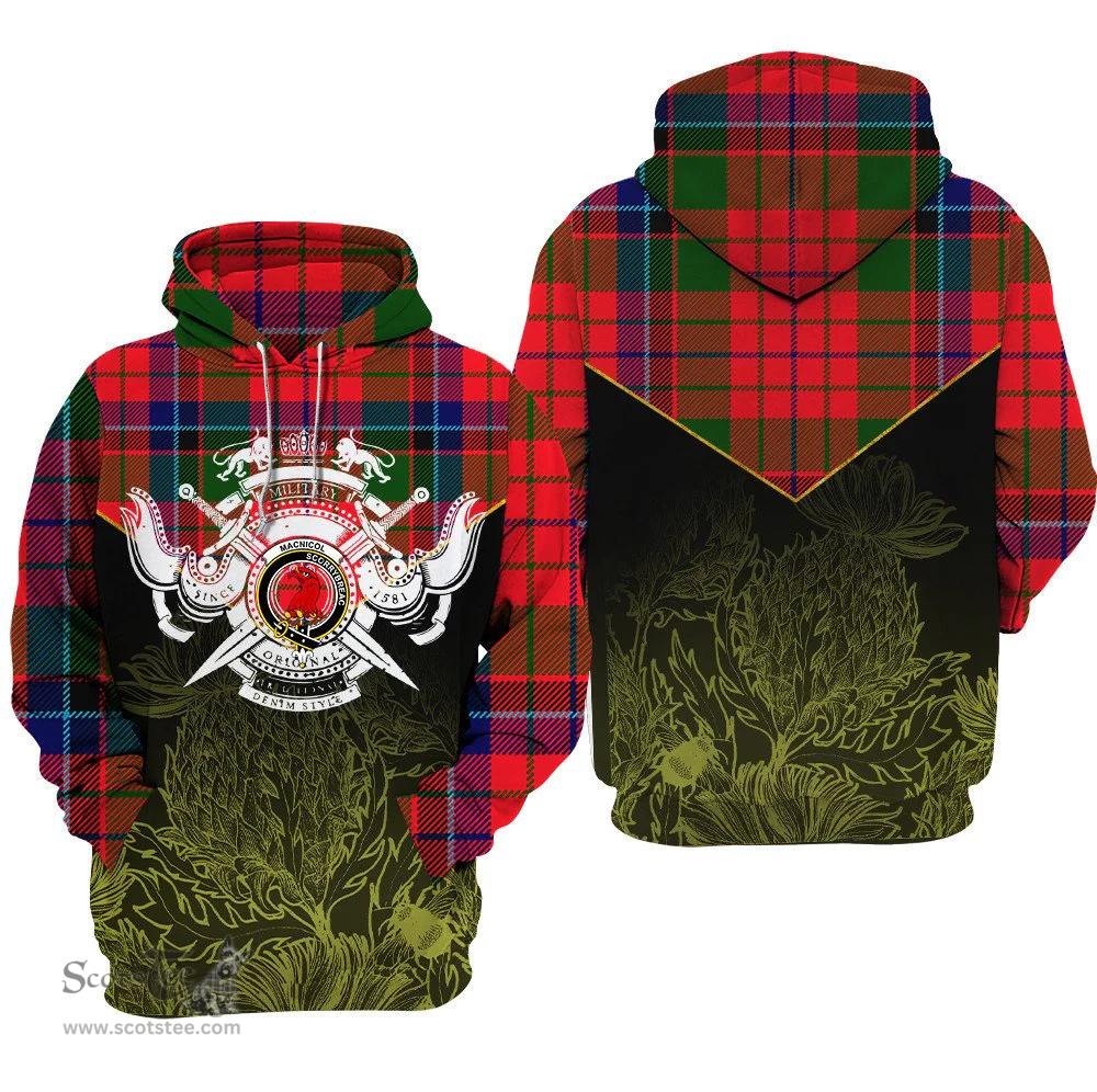 MacNicol (Of Scorrybreac) Clan Tartan Hoodie - Scottish Thistle Style
