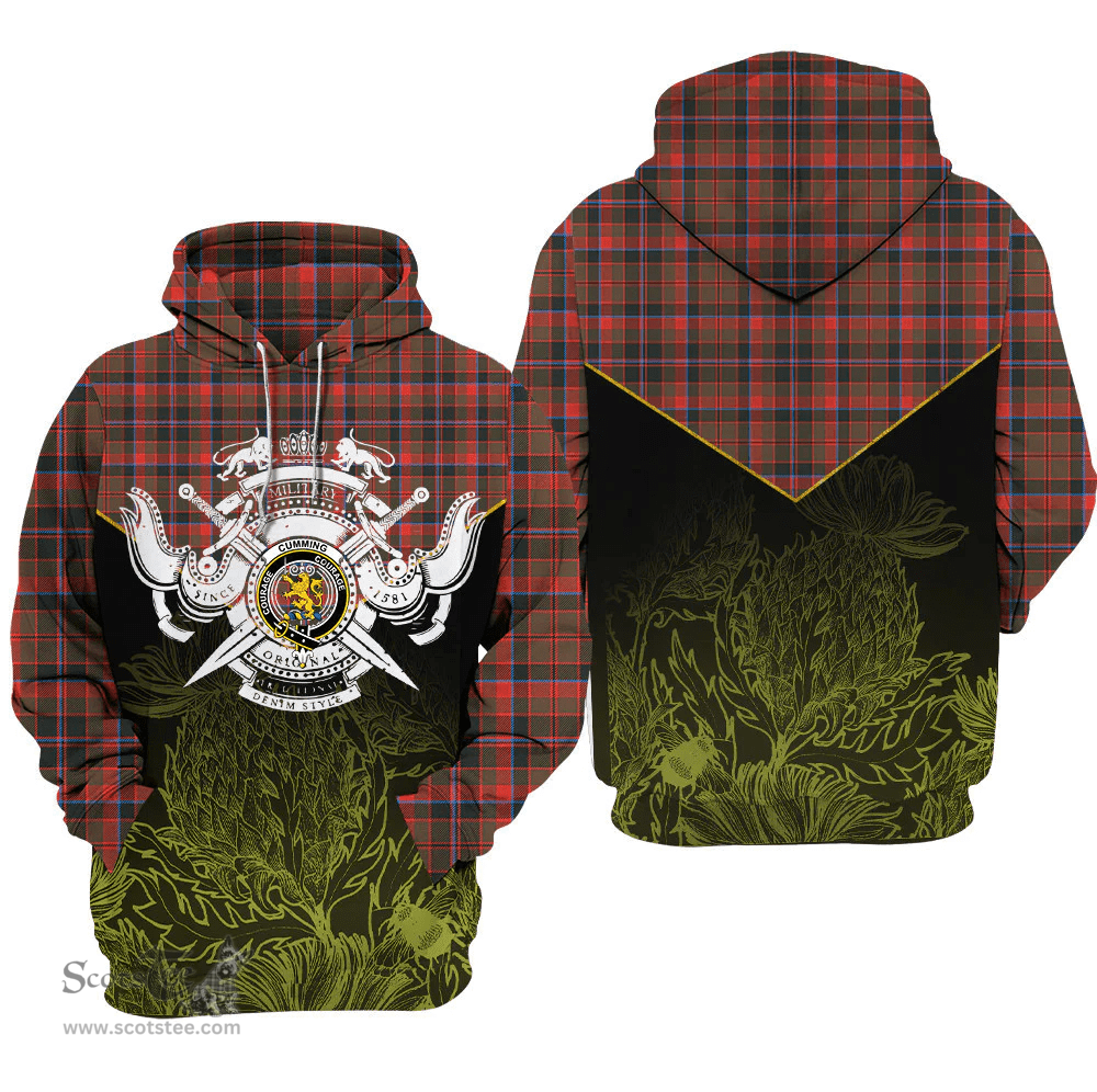 Cumming Hunting Weathered Clan Tartan Hoodie - Scottish Thistle Style