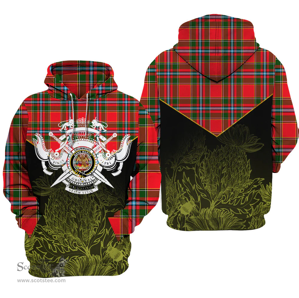 Drummond Of Perth Clan Tartan Hoodie - Scottish Thistle Style