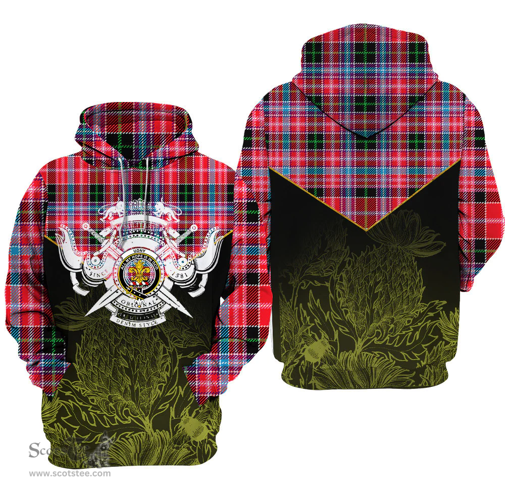 Udny Clan Tartan Hoodie - Scottish Thistle Style