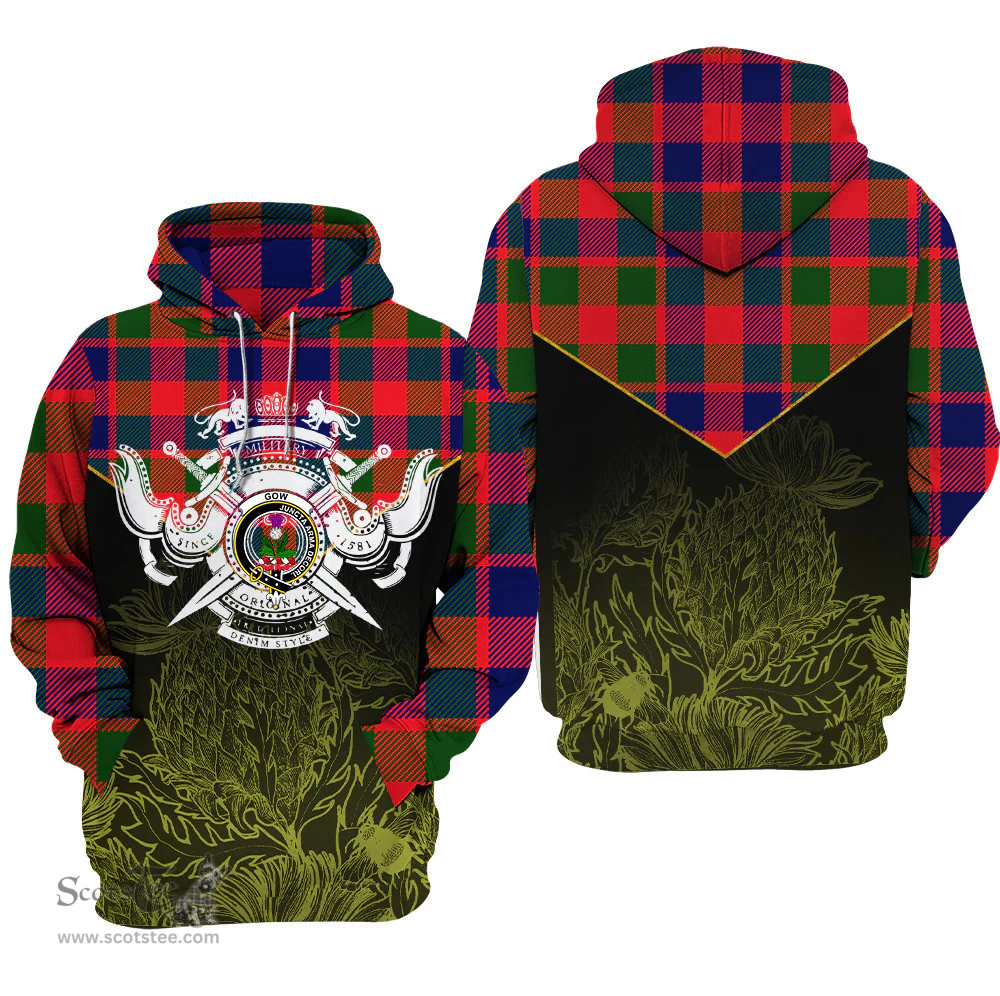 Gow Of Skeoch Clan Tartan Hoodie - Scottish Thistle Style