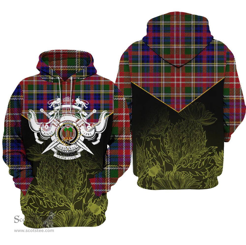 Christie Clan Tartan Hoodie - Scottish Thistle Style