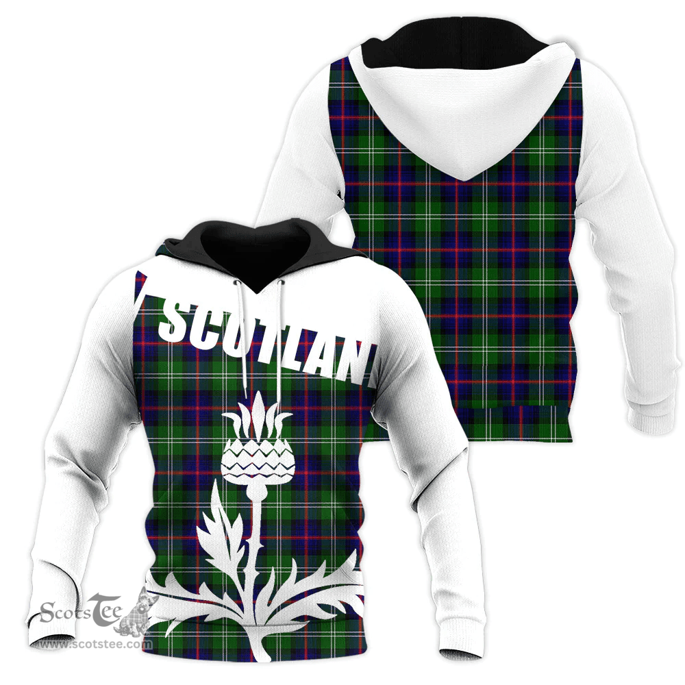 Sutherland Modern Clan Tartan Hoodie - Scottish Thistle Style