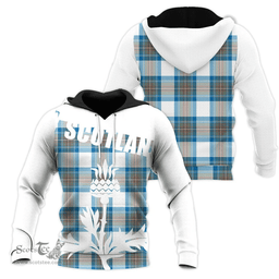 Stewart Muted Blue Clan Tartan Hoodie - Scottish Thistle Style
