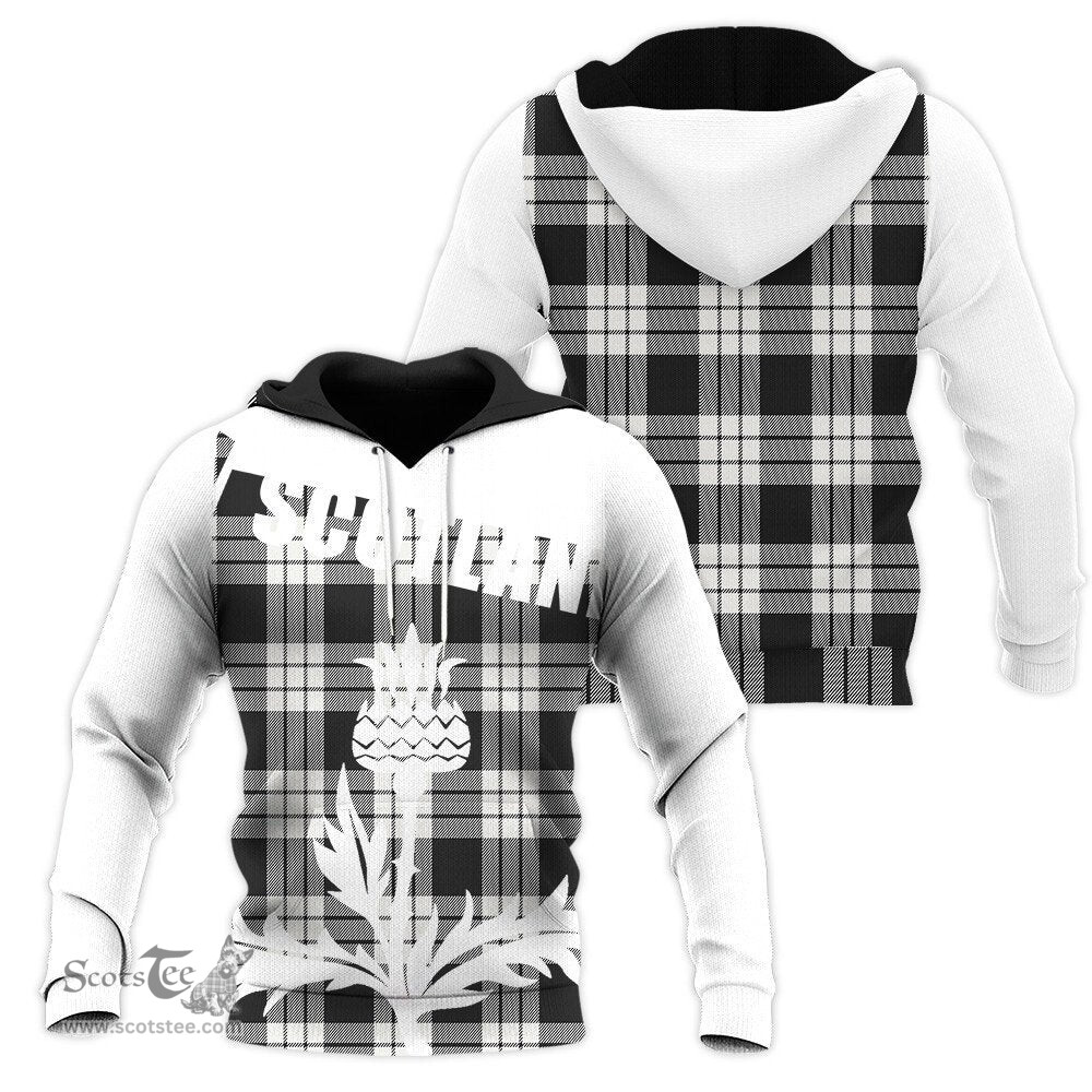 MacFarlane Black & White Ancient Clan Tartan Hoodie - Scottish Thistle Style