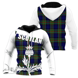 Colquhoun Modern Clan Tartan Hoodie - Scottish Thistle Style