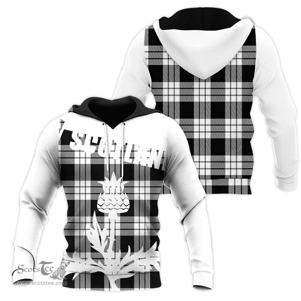 MacFarlane Black & White Clan Tartan Hoodie - Scottish Thistle Style