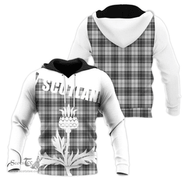 Douglas Grey Modern Clan Tartan Hoodie - Scottish Thistle Style