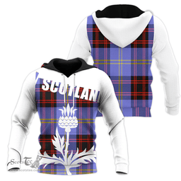 Rutherford Clan Tartan Hoodie - Scottish Thistle Style