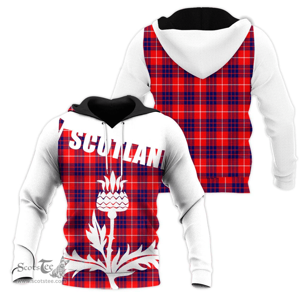 Hamilton Modern Clan Tartan Hoodie - Scottish Thistle Style