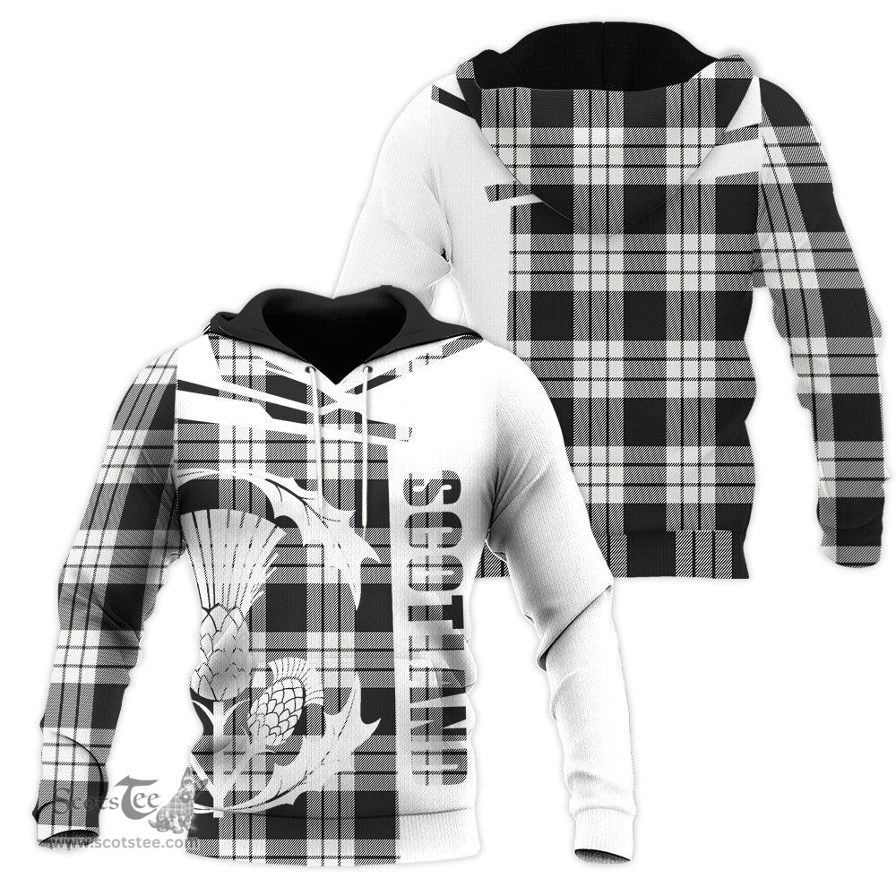 MacFarlane Black & White Ancient Clan Tartan Hoodie - Scottish Thistle Style
