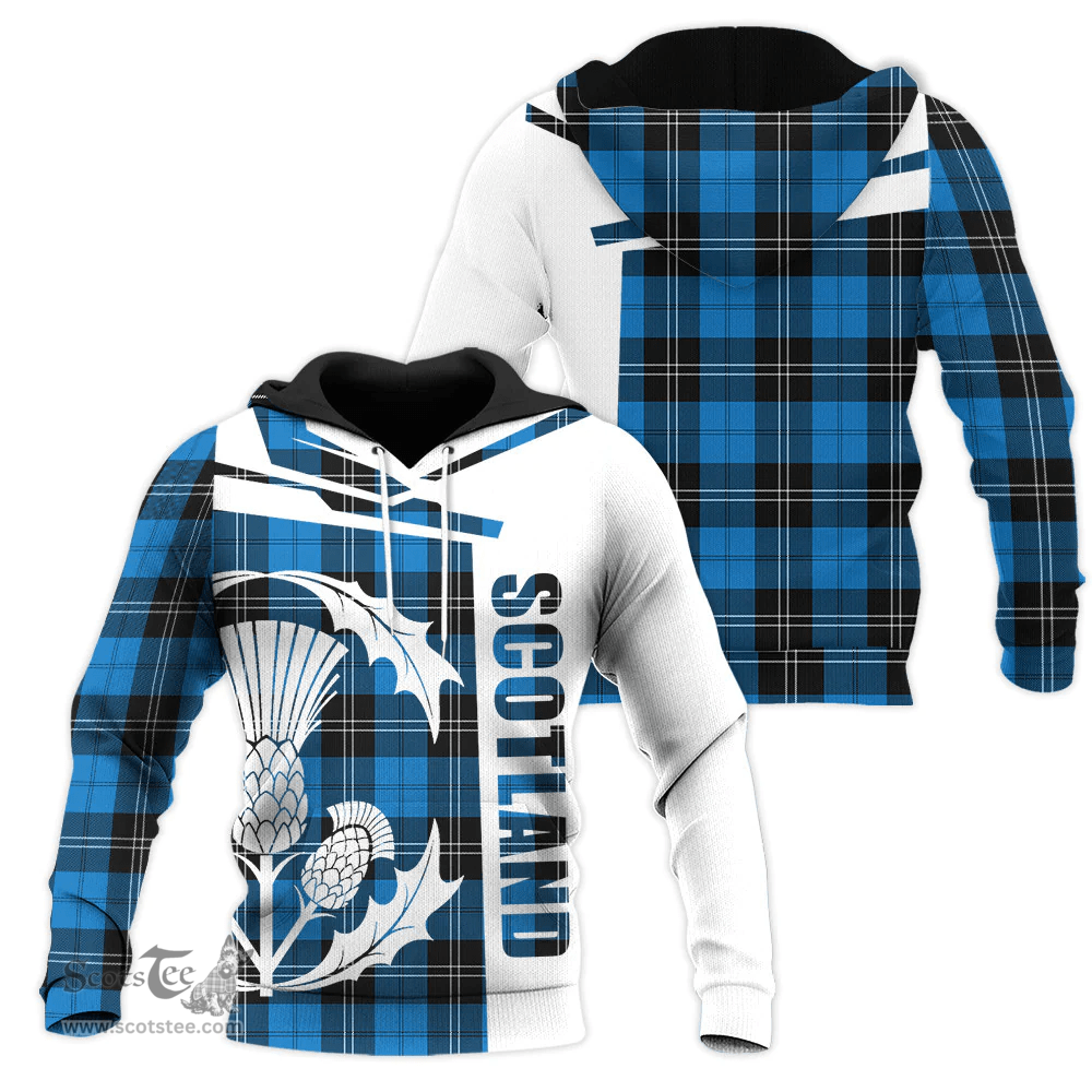 Ramsay Blue Ancient Clan Tartan Hoodie - Scottish Thistle Style