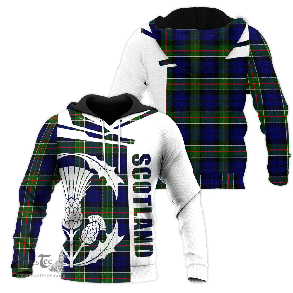 Colquhoun Modern Clan Tartan Hoodie - Scottish Thistle Style