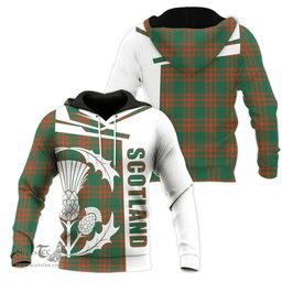 Menzies Green Ancient Clan Tartan Hoodie - Scottish Thistle Style