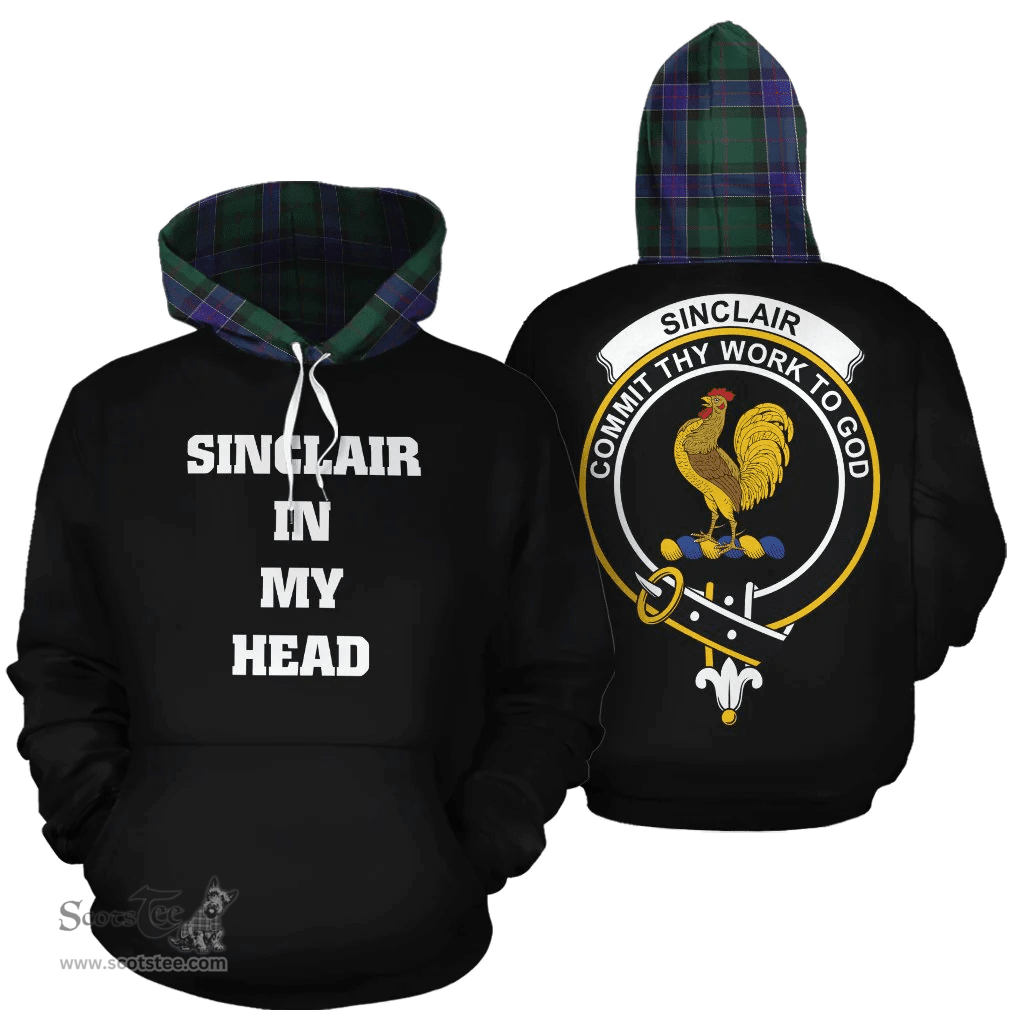 Scottish Sinclair Hunting Modern Clan Tartan Hoodie - In My Head Style Scottish Plaid Tartan Plaid