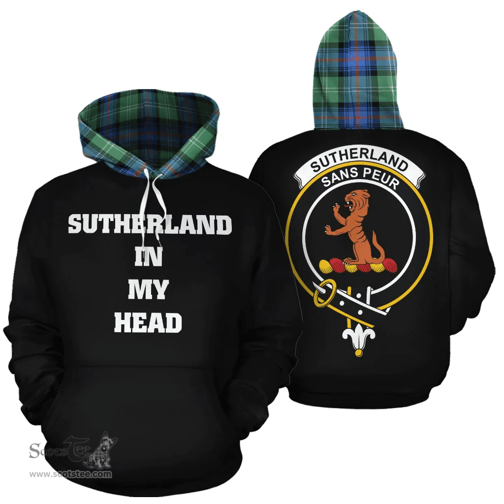 Scottish Sutherland Old Ancient Clan Tartan Hoodie - In My Head Style Scottish Plaid Tartan Plaid