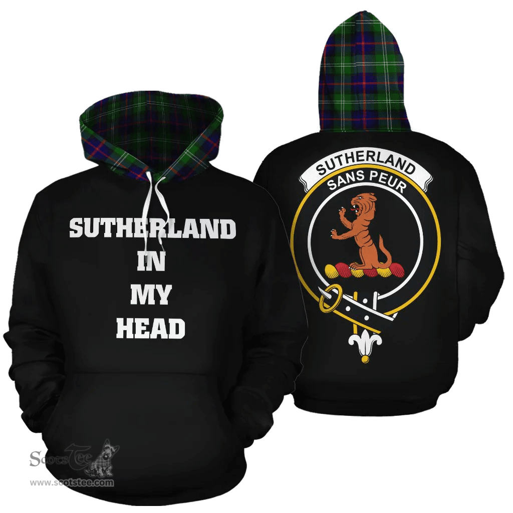 Scottish Sutherland Modern Clan Tartan Hoodie - In My Head Style Scottish Plaid Tartan Plaid