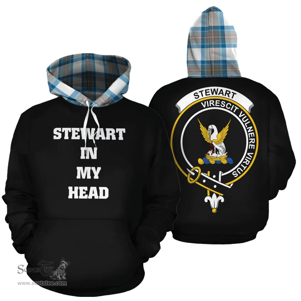 Scottish Stewart Muted Blue Clan Tartan Hoodie - In My Head Style Scottish Plaid Tartan Plaid