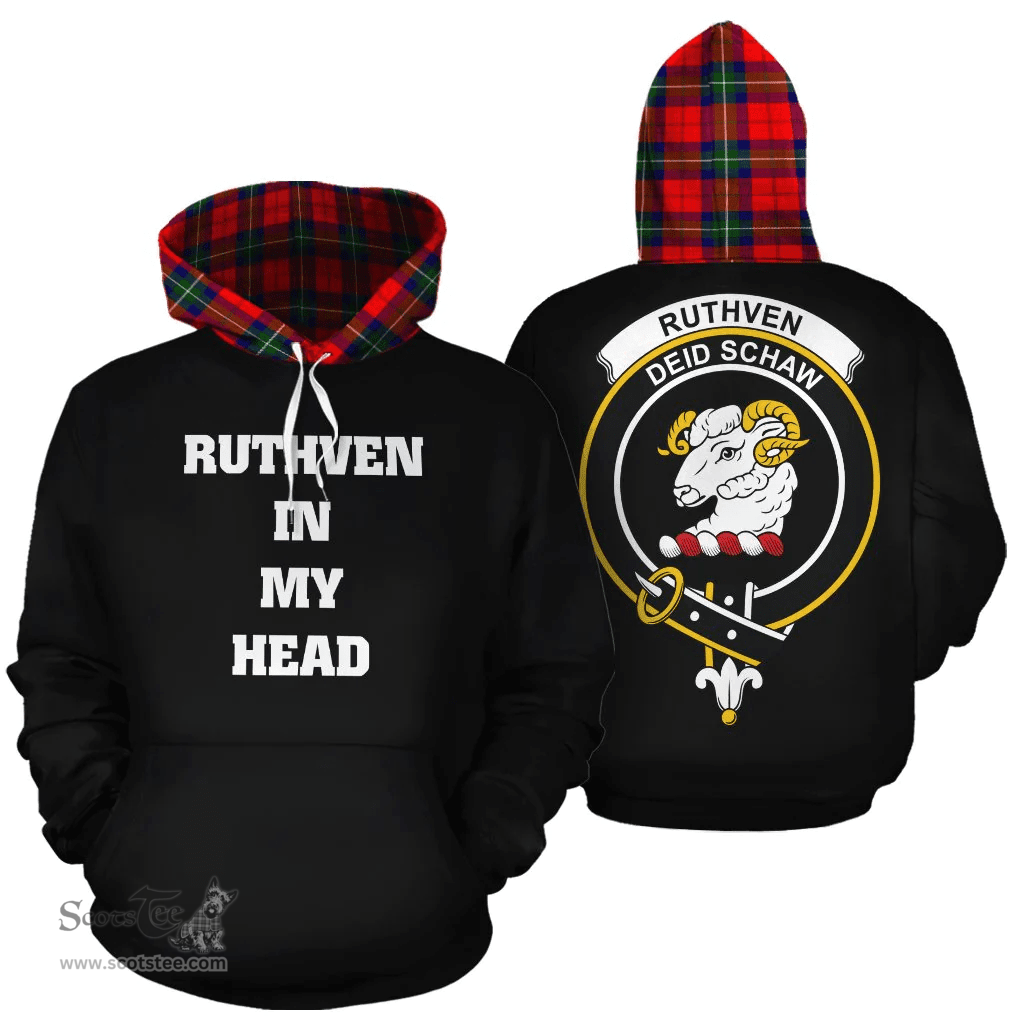 Scottish Ruthven Modern Clan Tartan Hoodie - In My Head Style Scottish Plaid Tartan Plaid