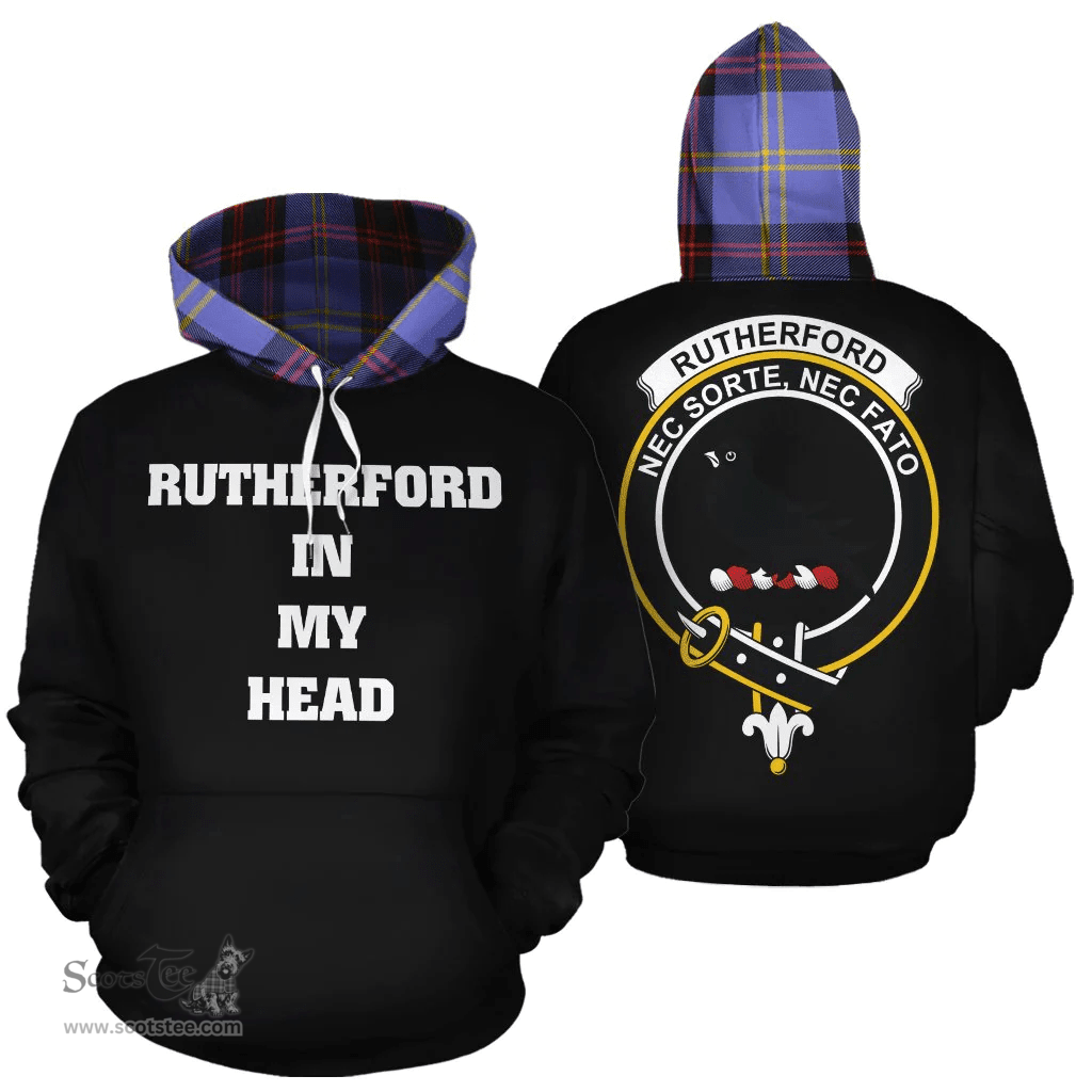 Scottish Rutherford Clan Tartan Hoodie - In My Head Style Scottish Plaid Tartan Plaid