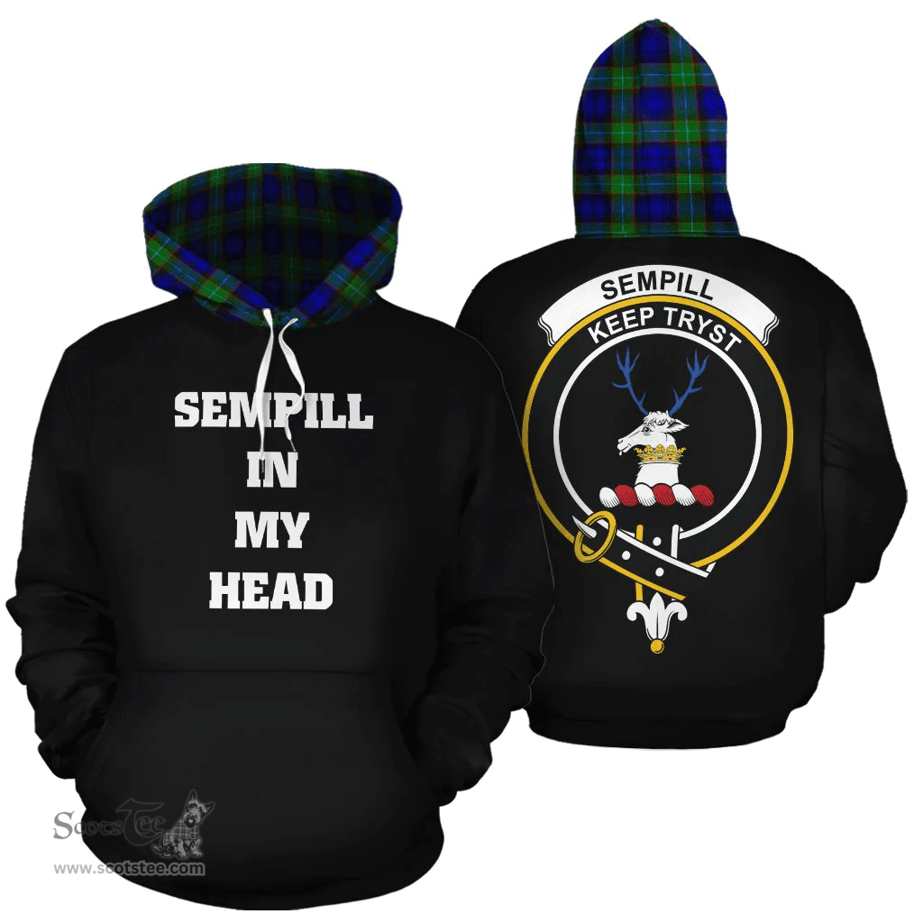 Scottish Sempill Modern Clan Tartan Hoodie - In My Head Style Scottish Plaid Tartan Plaid