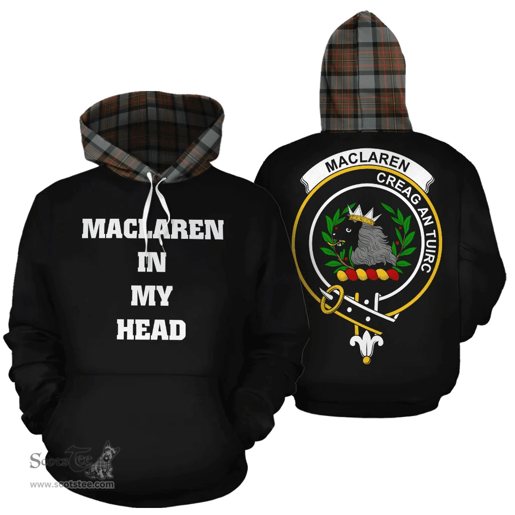 Scottish MacLaren Weathered Clan Tartan Hoodie - In My Head Style Scottish Plaid Tartan Plaid