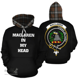 Scottish MacLaren Weathered Clan Tartan Hoodie - In My Head Style Scottish Plaid Tartan Plaid
