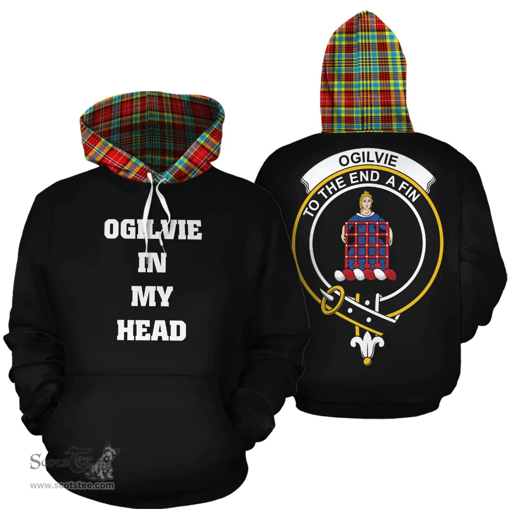 Scottish Ogilvie Clan Tartan Hoodie - In My Head Style Scottish Plaid Tartan Plaid