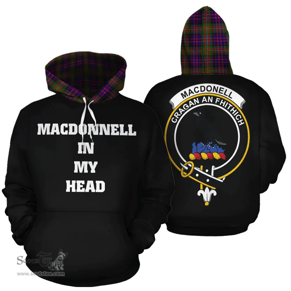 Scottish MacDonnell of Glengarry Modern Clan Tartan Hoodie - In My Head Style Scottish Plaid Tartan Plaid
