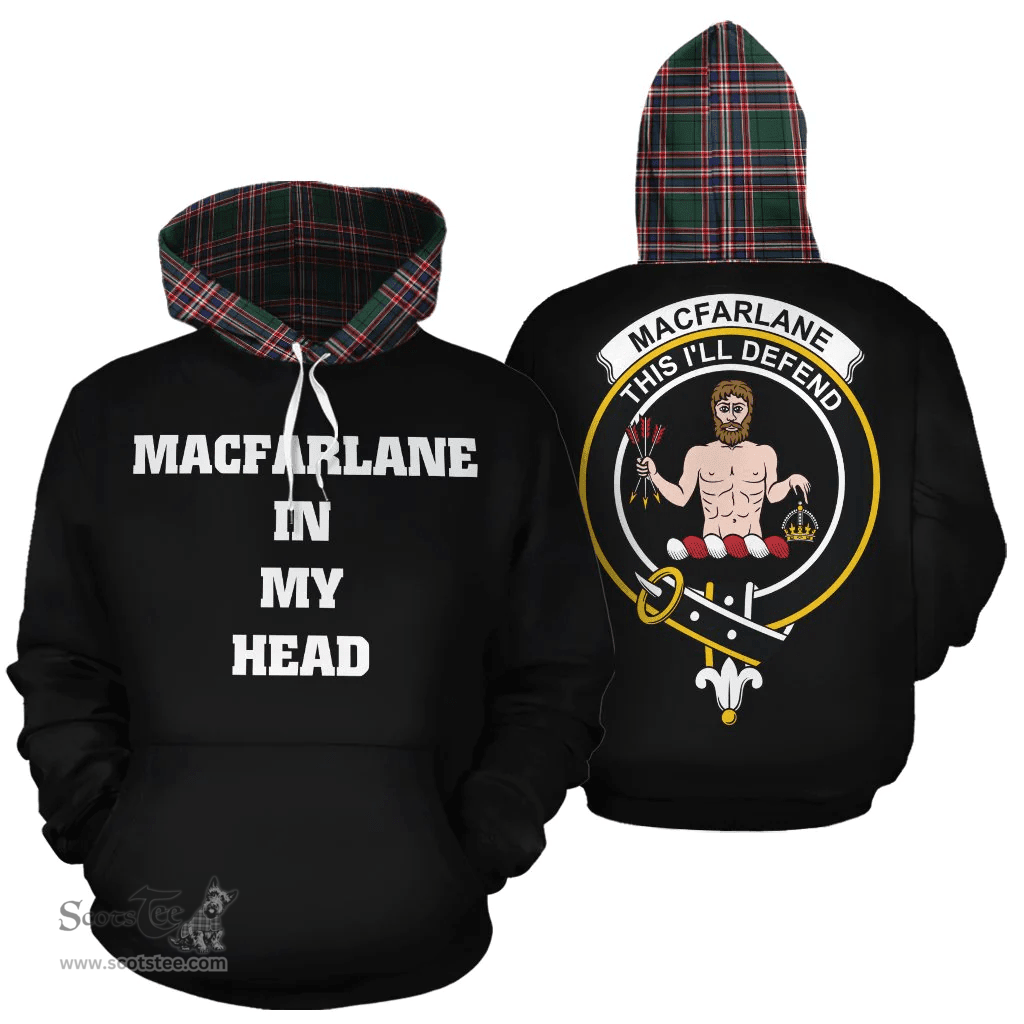 Scottish MacFarlane Hunting Modern Clan Tartan Hoodie - In My Head Style Scottish Plaid Tartan Plaid