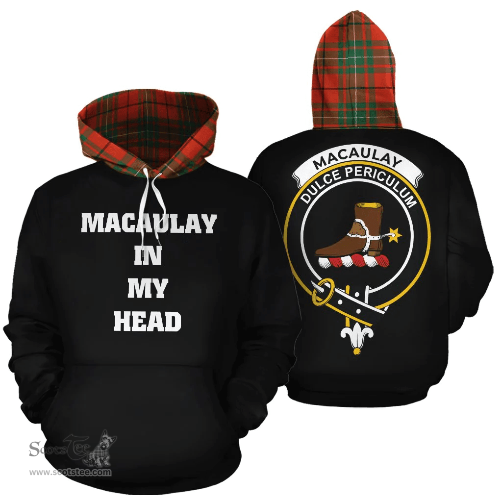 Scottish MacAulay Ancient Clan Tartan Hoodie - In My Head Style Scottish Plaid Tartan Plaid